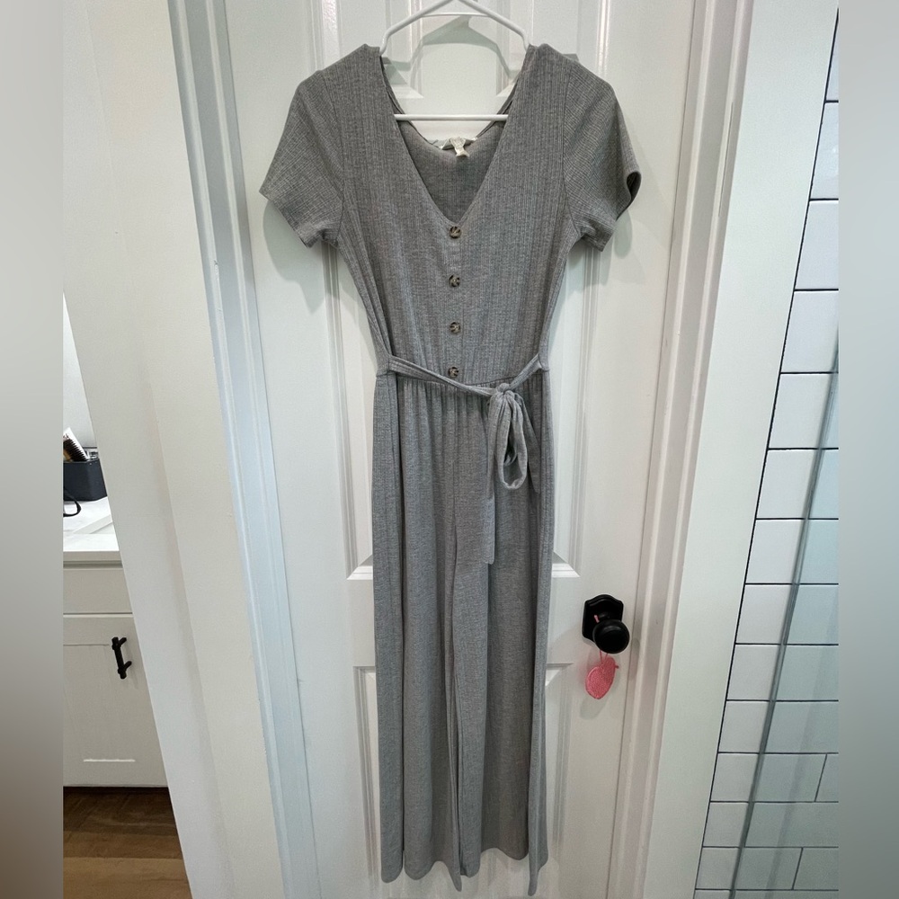 Caution To The Wind Gray Wide Leg Jumpsuit